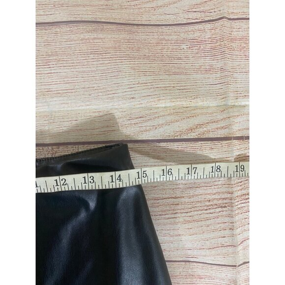 Queen Maria Women's Front Zip Black Faux Leather Midi Skirt - Medium - Picture 5 of 12